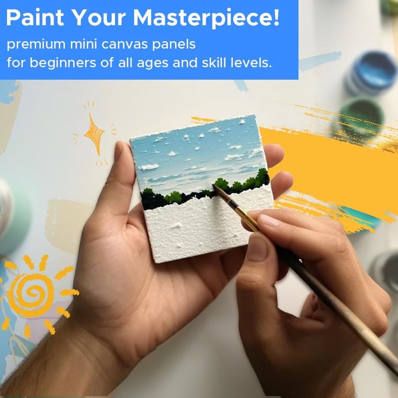 YOURSORTER Mini Canvas for Painting 4x4 inch, 20 Pack Small Painting Canvases for Novices & Artists, Gesso Primed Acid-Free 100% Cotton, Blank Canvas Boards Panels for Oil, Watercolor, Acrylic, etc - Image 4